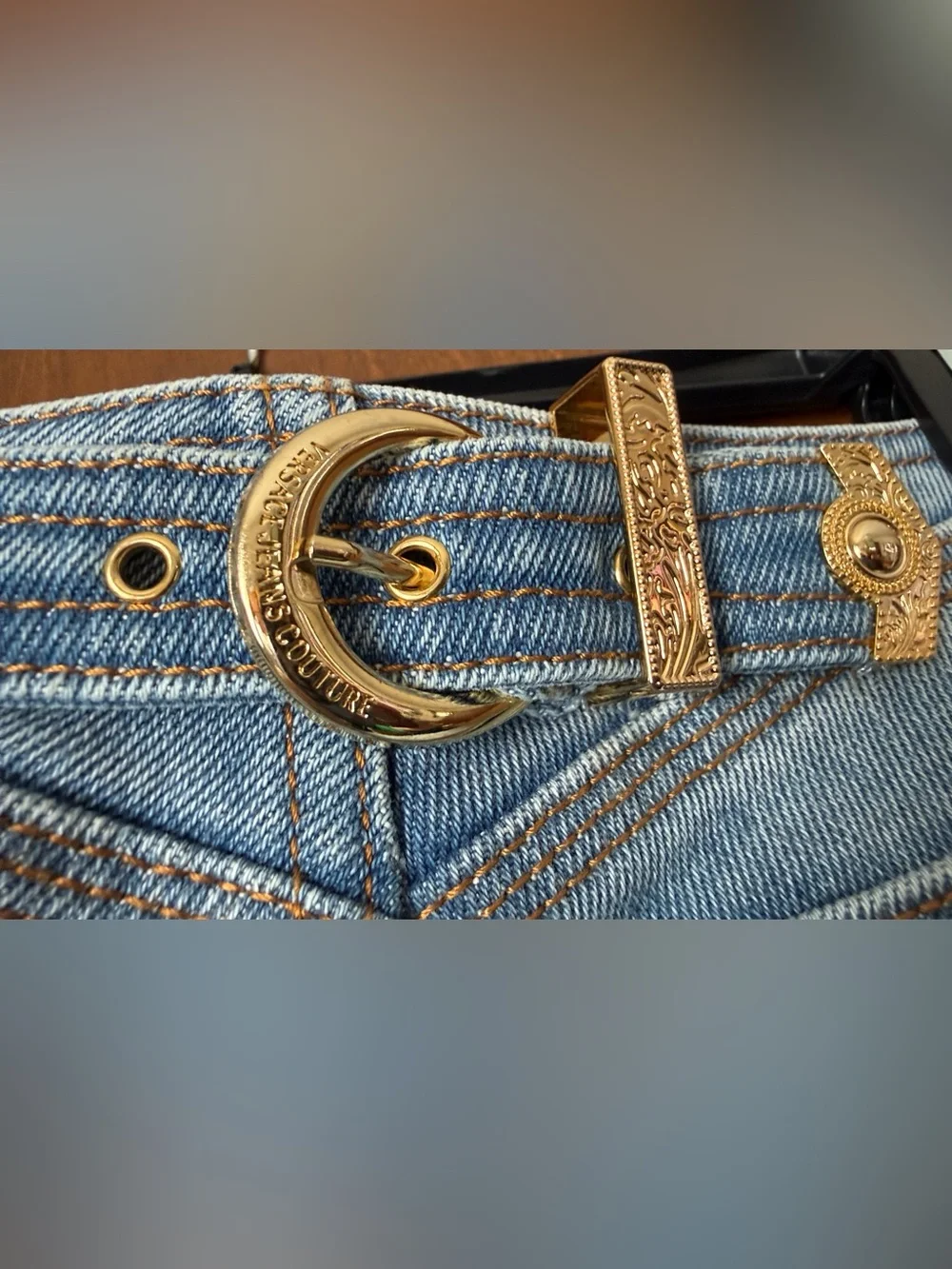 Versace Jeans Couture Sz US 24. Ret $300 NWT. Flare, Raw Hem Lightly Distressed - Picture 7 of 16